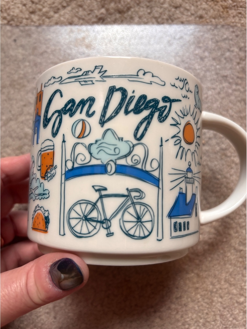 2021 San diego been there series Starbucks 14 ounce coffee mug blue and white